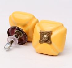 Mustard Handmade Ceramic Square Cabinet Knob