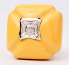 Mustard Handmade Ceramic Square Cabinet Knob