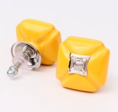 Mustard Handmade Ceramic Square Cabinet Knob