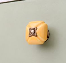 Mustard Handmade Ceramic Square Cabinet Knob