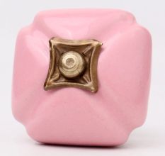 Pink Handmade Ceramic Square Cabinet Knob