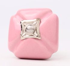 Pink Handmade Ceramic Square Cabinet Knob