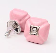 Pink Handmade Ceramic Square Cabinet Knob