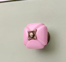 Pink Handmade Ceramic Square Cabinet Knob