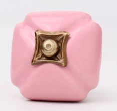 Pink Handmade Ceramic Square Cabinet Knob