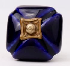 Navy Blue Handmade Ceramic Square Cabinet Knob