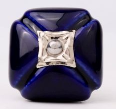 Navy Blue Handmade Ceramic Square Cabinet Knob