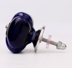 Navy Blue Handmade Ceramic Square Cabinet Knob