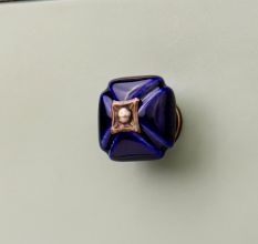 Navy Blue Handmade Ceramic Square Cabinet Knob