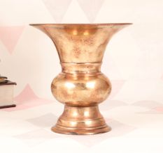 Handcrafted South Indian Brass Flower Pot in Plain Brown Finish