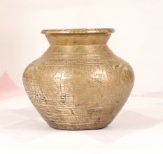 Handmade Premium Brass Holy Water Pot with Carving