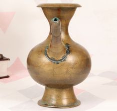 Himalayan Art Brass Holy Pot with Spout in Plain Brown Finish