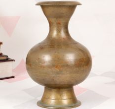 Himalayan Art Brass Holy Pot with Spout in Plain Brown Finish
