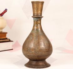 Kashmiri Art Finest Brass Flower Pot with Carving for Decoration