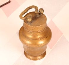 Handmade South Indian Brass Holy Water Pot with Lid