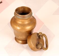 Handmade South Indian Brass Holy Water Pot with Lid