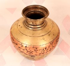 Handcrafted Vintage Brass Copper Holy Water Pot in Himalayan Art
