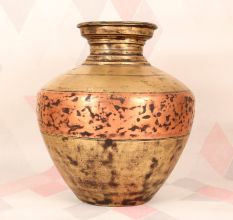 Handcrafted Vintage Brass Copper Holy Water Pot in Himalayan Art