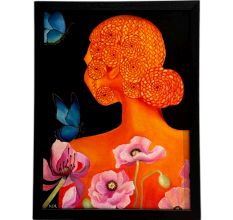 Woman Oil Canvas Painting with Braid Pattern By Natasha Harshit Guliani 40 x 30 cm