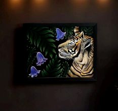 Hand-Painted Tiger Canvas Acrylic Painting by Natasha Harshit Guliani 40 x 30 cm
