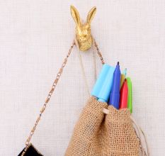 Golden Rabbit Metal Wall Hook