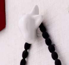 White Handmade Cow Face Ceramic Wall Hook