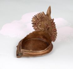 Handmade High-Quality Brass Gaja Lakshmi Oil Lamp for Rituals