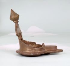 Vintage Handmade Brass Gajlaxmi Oil Lamp for Hindu Rituals