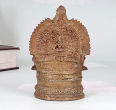 South Indian Traditional Brass Gaja Lakshmi Oil Lamp for Rituals