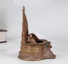 South Indian Traditional Brass Gaja Lakshmi Oil Lamp for Rituals