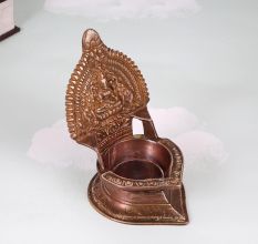 Indian Traditional Finest Brass Gaja Laxmi Oil Lamp for Decor