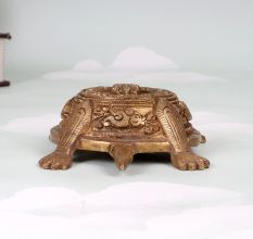 Indian Handmade Brass Turtle Yantra with Lord Ganesha Carving