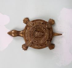 Indian Handmade Brass Turtle Yantra with Lord Ganesha Carving