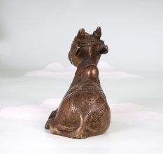 Traditional Brass Holy Nandi Statue in Sitting Position