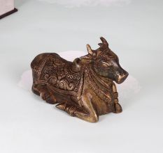 Handcrafted High-Quality Brass Nandi Statue for Prayer Room