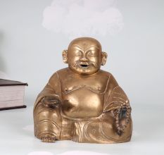 Vintage Chinese Art Brass Laughing Buddha Statue for Decoration