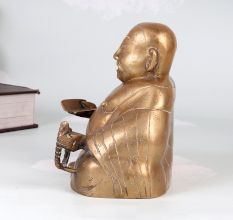 Vintage Chinese Art Brass Laughing Buddha Statue for Decoration