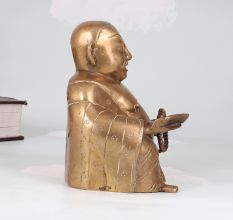 Vintage Chinese Art Brass Laughing Buddha Statue for Decoration