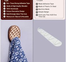 Wooden Brown White No Damage Wall Adhesive Hooks-3 Pieces