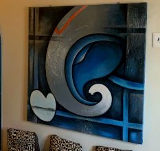 Lord Ganesha Acrylic Canvas Painting by Artist Ashok Jadav 48 x 48 Inch