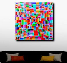 Urban Chorus Acrylic Canvas Painting by Artist Samba Prasad 18 x 18 inch