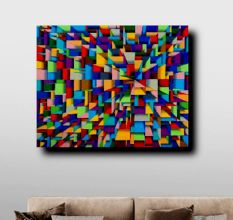 Metropolis Acrylic Canvas Painting by Artist Samba Prasad 16 x 20 inch