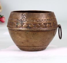 Handcrafted Traditional Brass Rice Measurement Bowl in Odisha Art