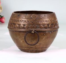 Handcrafted Traditional Brass Rice Measurement Bowl in Odisha Art