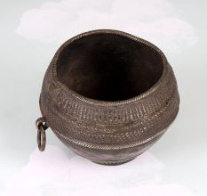 Decorative Vintage Brass Rice Measuring Bowl in Odisha Art