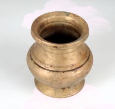 South Indian Plain Brown Brass Holy Water Pot for Indoor Decor