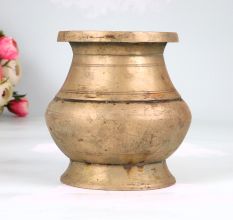 South Indian Plain Brown Brass Holy Water Pot for Indoor Decor