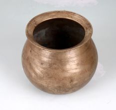 Vintage Plain Brown Brass Cooking Pot in Assamese Art