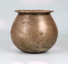 Vintage Plain Brown Brass Cooking Pot in Assamese Art
