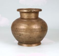 Handmade South Indian Brass Holy Water Pot with Carving